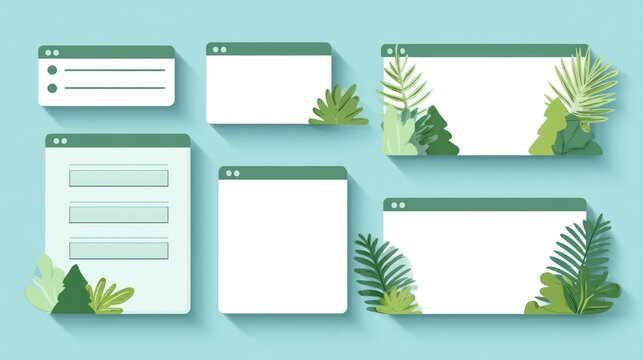 Computer screens with tropical foliage mockups