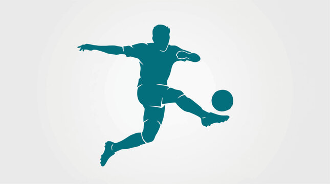 Dynamic silhouette of a male soccer player striking the ball