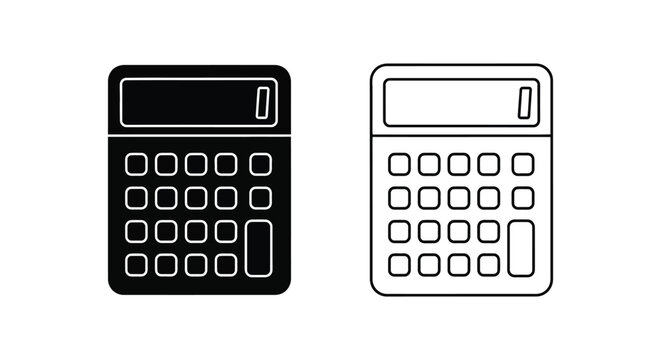 Black and white calculator icons for business finance Vector