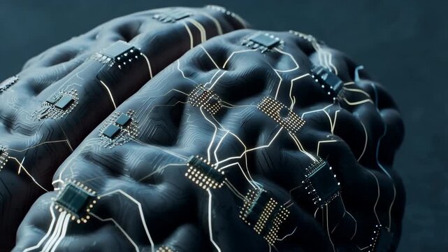 Futuristic Visual Concept Illustrating Integration Of Neural Implants With Artificial Intelligence Systems
