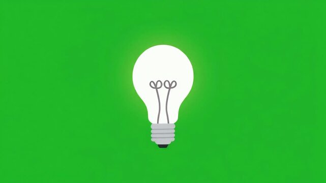 A glowing white light bulb on a vibrant green background, symbolizing ideas and innovation.