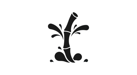 Black bamboo stalk with water splash on white background symbol © UDIN BADEG