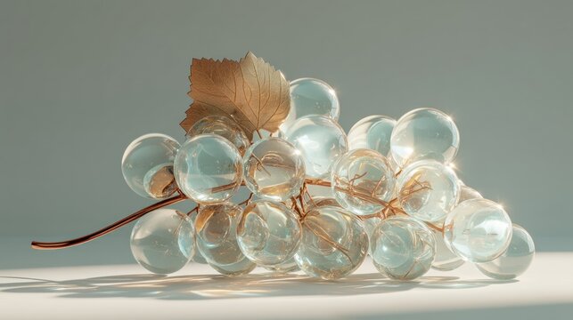 Decorative glass grapes and gold leaf