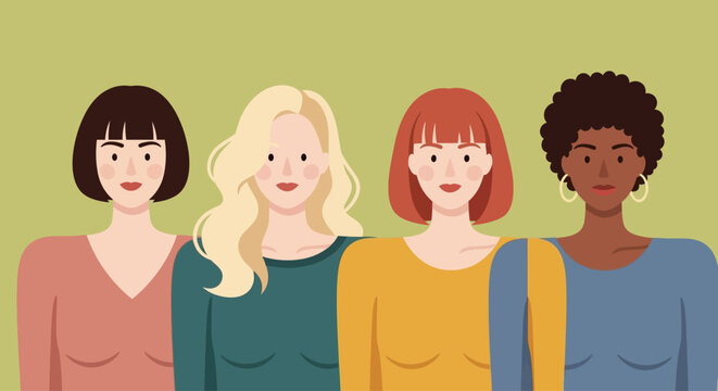 Diverse group of women standing together representing unity and strength