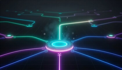 Fototapeta premium Futuristic glowing network connections, abstract technology and innovation
