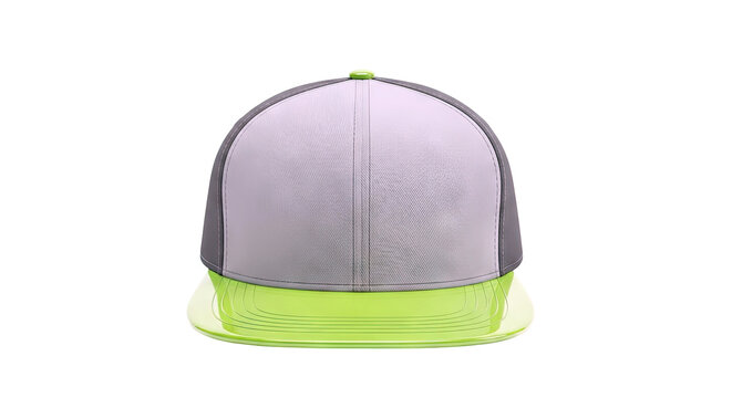 Two-tone snapback cap with gray crown and lime green brim