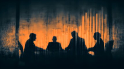 Fototapeta premium reflection of negotiation in glass with blurred data visualization overlays