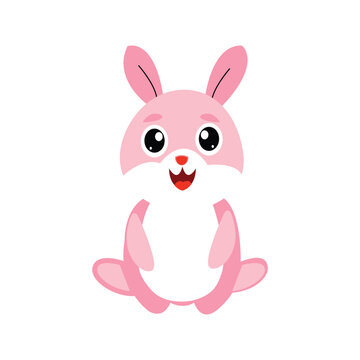 Cute Pink Bunny Cartoon Character Kawaii Rabbit Illustration for Kids Design