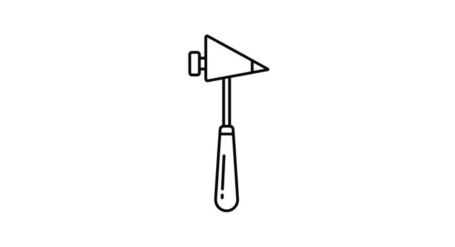 Black and white line art illustration of a professional medical reflex hammer used for basic neurological testing.