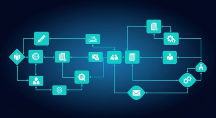 Fototapeta premium ai generated network diagram with icons and connections on dark background