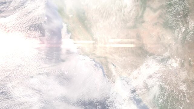 Earth zoom in from space and focus on Palmdale, California, USA. Background for travel intro or blog. Satellite view. 3D style Animation. Images from NASA.