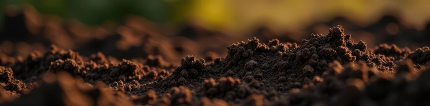 Mounded soil, rich dark brown tones, clean background , soil, pile