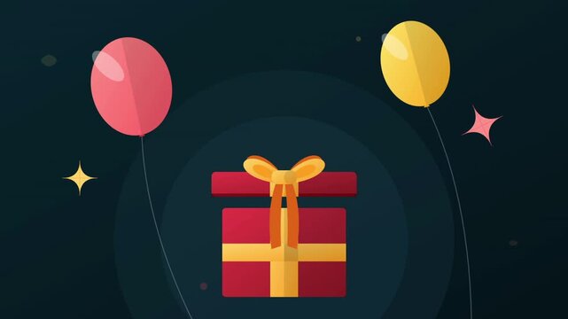 Celebration Gift Box and Balloons Festive Icon Set