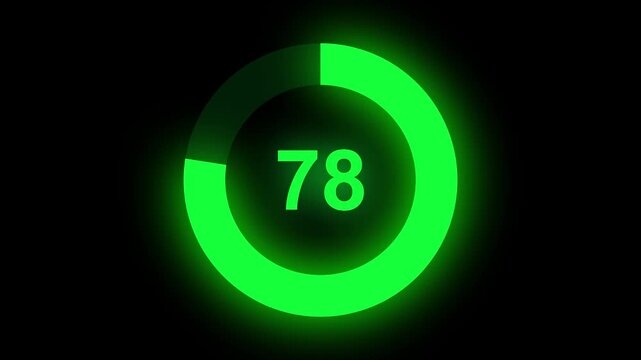 Abstract numerical counting from 0 to 93. Countdown timer from 0 to 93 seconds real time. Modern flat design of countdown animation. Circular progress bar.