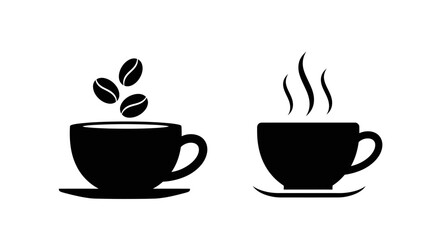Obraz premium Coffee beans steaming cups and minimalist design a striking silhouette