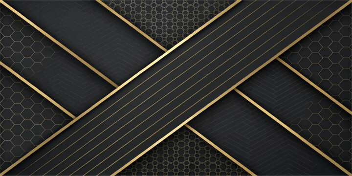 Luxury Black and Gold Cross Pattern Background with Metallic Texture Elegant Modern Design