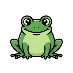 Fototapeta premium Cartoon green frog smiling face.
