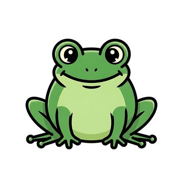 Cartoon green frog smiling face.