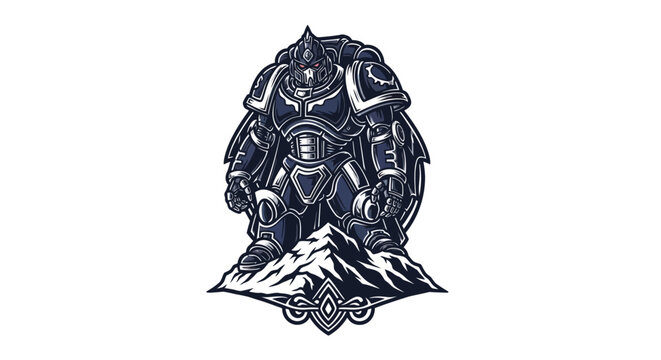 Bold warrior in armor vector illustration on isolated white background