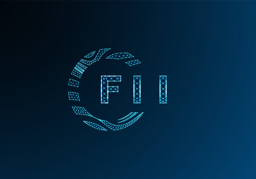 FII low poly letter logo vector design. FII lower poly logo design. FII unique low poly logo design.