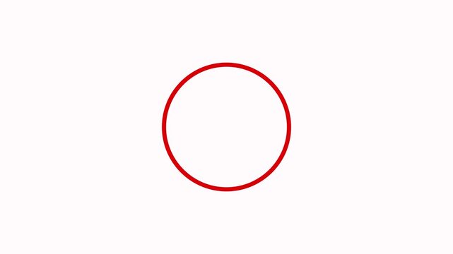 Simple red thin circle outline centered on a solid white background. Abstract creating a minimalist graphic element