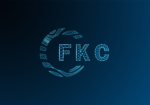 FKC low poly letter logo vector design. FKC lower poly logo design. FKC unique low poly logo design.