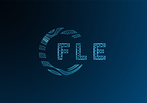 FLE low poly letter logo vector design. FLE lower poly logo design. FLE unique low poly logo design.