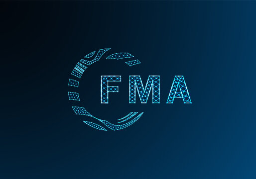 FMA low poly letter logo vector design. FMA lower poly logo design. FMA unique low poly logo design.