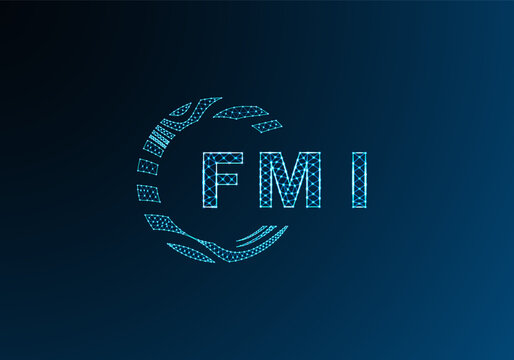 FMI low poly letter logo vector design. FMI lower poly logo design. FMI unique low poly logo design.