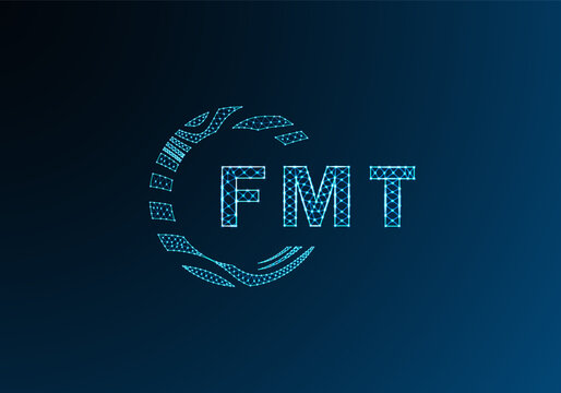 FMT low poly letter logo vector design. FMT lower poly logo design. FMT unique low poly logo design.