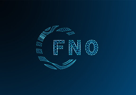 FNO low poly letter logo vector design. FNO lower poly logo design. FNO unique low poly logo design.