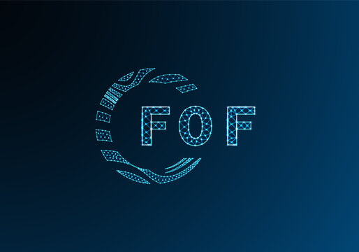 FOF low poly letter logo vector design. FOF lower poly logo design. FOF unique low poly logo design.