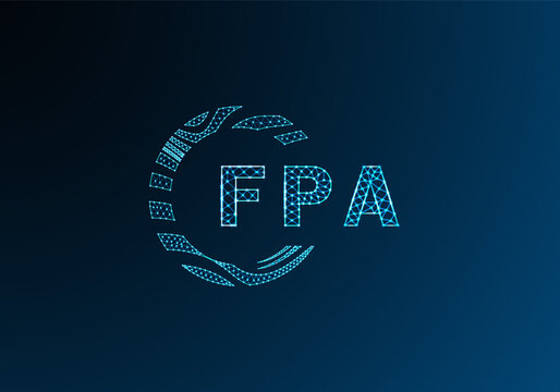 FPA low poly letter logo vector design. FPA lower poly logo design. FPA unique low poly logo design.