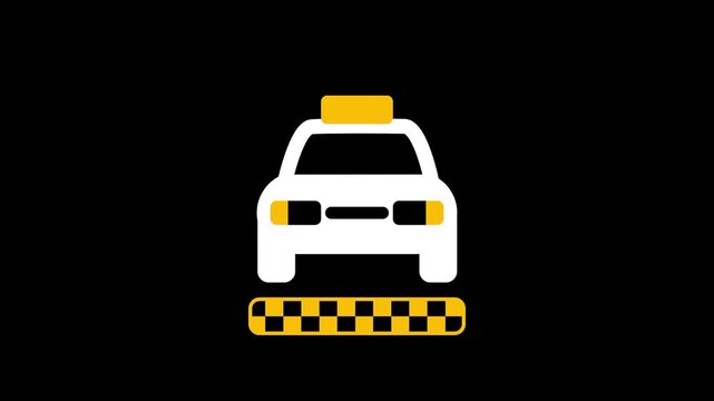 A white taxi cab icon with a yellow roof light is positioned directly above a short strip of yellow and black checkered pattern in the twelfth image