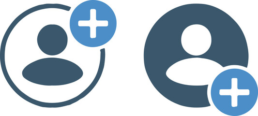 Obraz premium user add profile icon outline circle plus sign person glyph set