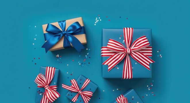 Festive gift presentation a collection of beautifully wrapped presents with vibrant ribbons
