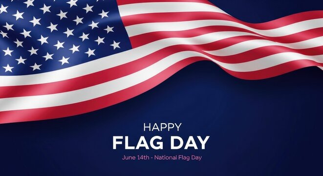 Waving american flag with 'happy flag day' text a patriotic celebration of the usa