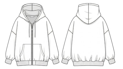 Vector CAD design style illustration of a hoodie in front and back view © Stock Image Paradise
