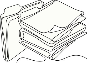 Fototapeta premium Single Line Document Sketch. Elegant One-Line Folder and Sheets