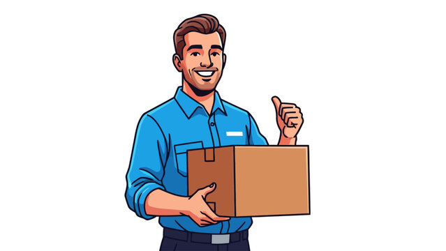 Man Holding Cardboard Box.