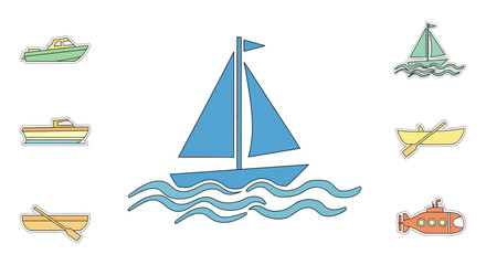 Sailboat with various ships around. © Dafek