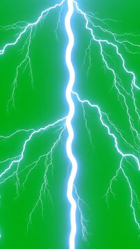 Electric lightning bolt on green background