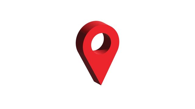 Red 3D Location Map Pin Icon.