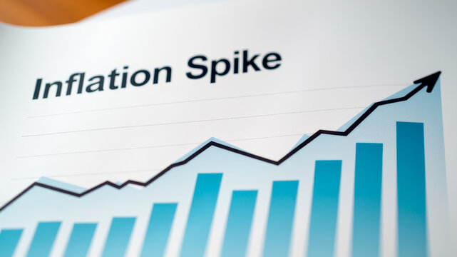 Chart labeled inflation spike showing rising prices economic pressure and increasing cost trends in macroeconomic analysis