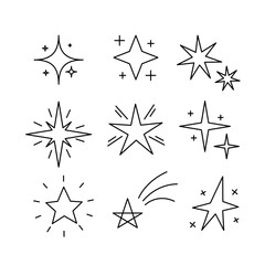 Obraz premium Stars Doodle Editable Stroke. Cute Line Art Decoration. 
