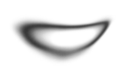 Flowing Wave Dot Halftone Vector Pattern: Curve Gradient Shape on Transparent Overlay Background. Suitable for AI, Tech, Network, Digital, Science