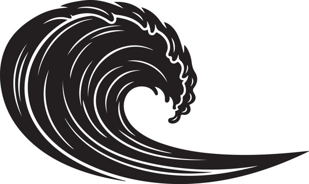 Black wave graphic with white outline on plain background