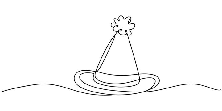 One continuous line drawing clown hat vector. Clown hat single line art design, Jester Hat Doodle, Jester Hat continuous one line drawing
