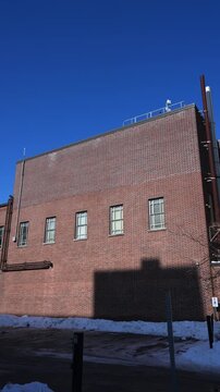 Red Brick Building in Downtown Oshawa Ontario Canada, Vertical Shot.