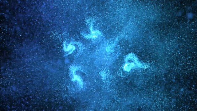 Explosion of Blue Particles on Black Background
